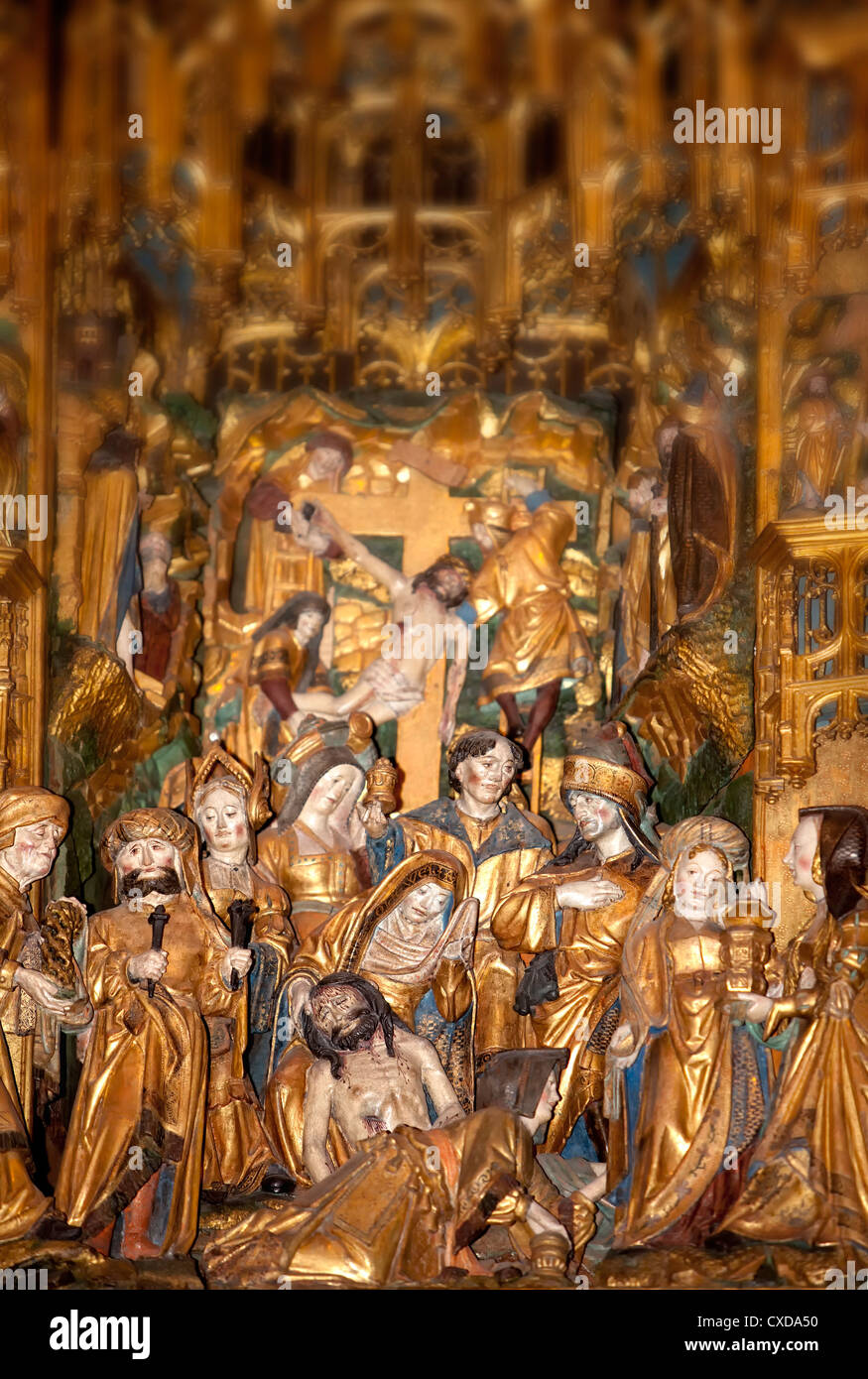 Agilolphus Altar, Detail der biblischen Kreuzigungsszene, Koelner Dom, Kölner Dom, Deutschland, Europa Stockfoto