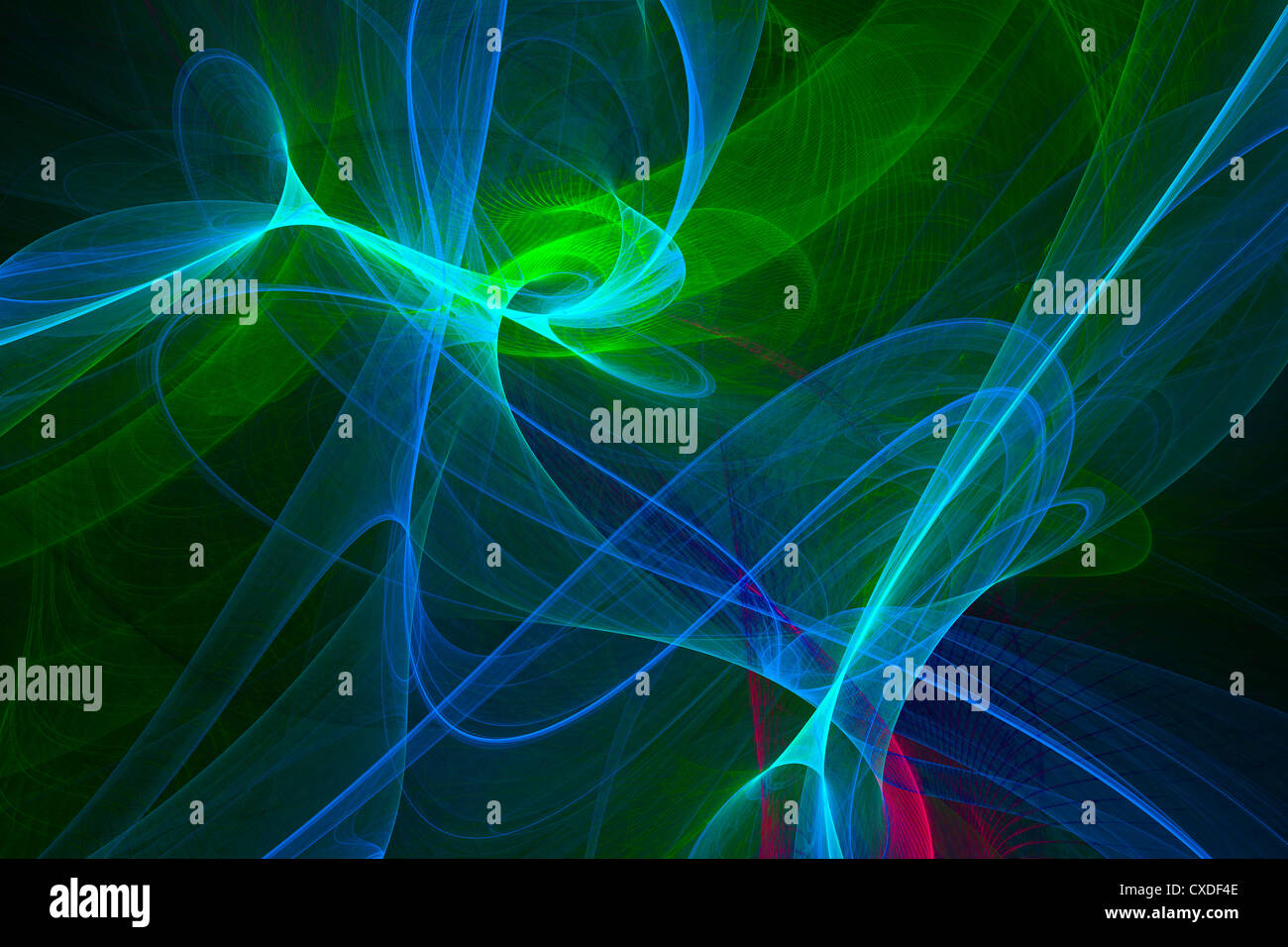 Grün blau abstrakte Fraktal Flamme moderner Kunst. Stockfoto