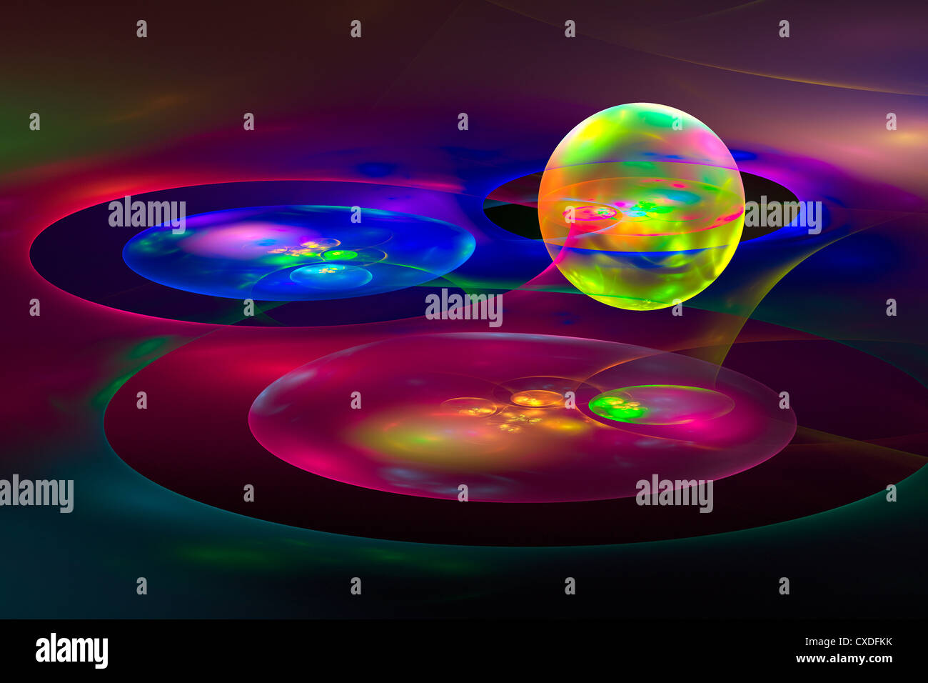 Computergenerierte Kugel abstrakte Fraktal Flamme psychedelischen moderner Kunst. Stockfoto