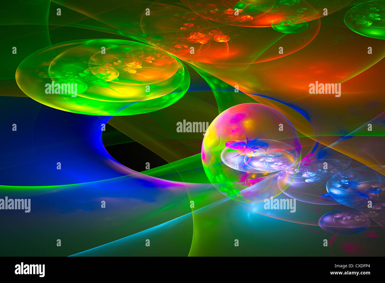 Computergenerierte Kugel abstrakte Fraktal Flamme psychedelischen moderner Kunst. Stockfoto