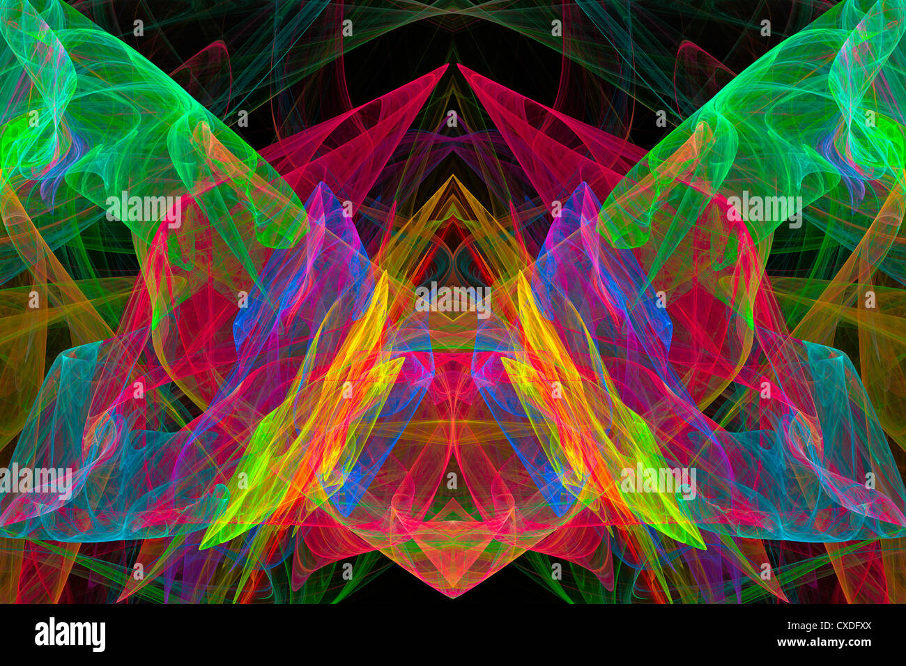Abstrakter Schmetterling Fractal Flamme Hintergrund moderner Kunst. Stockfoto