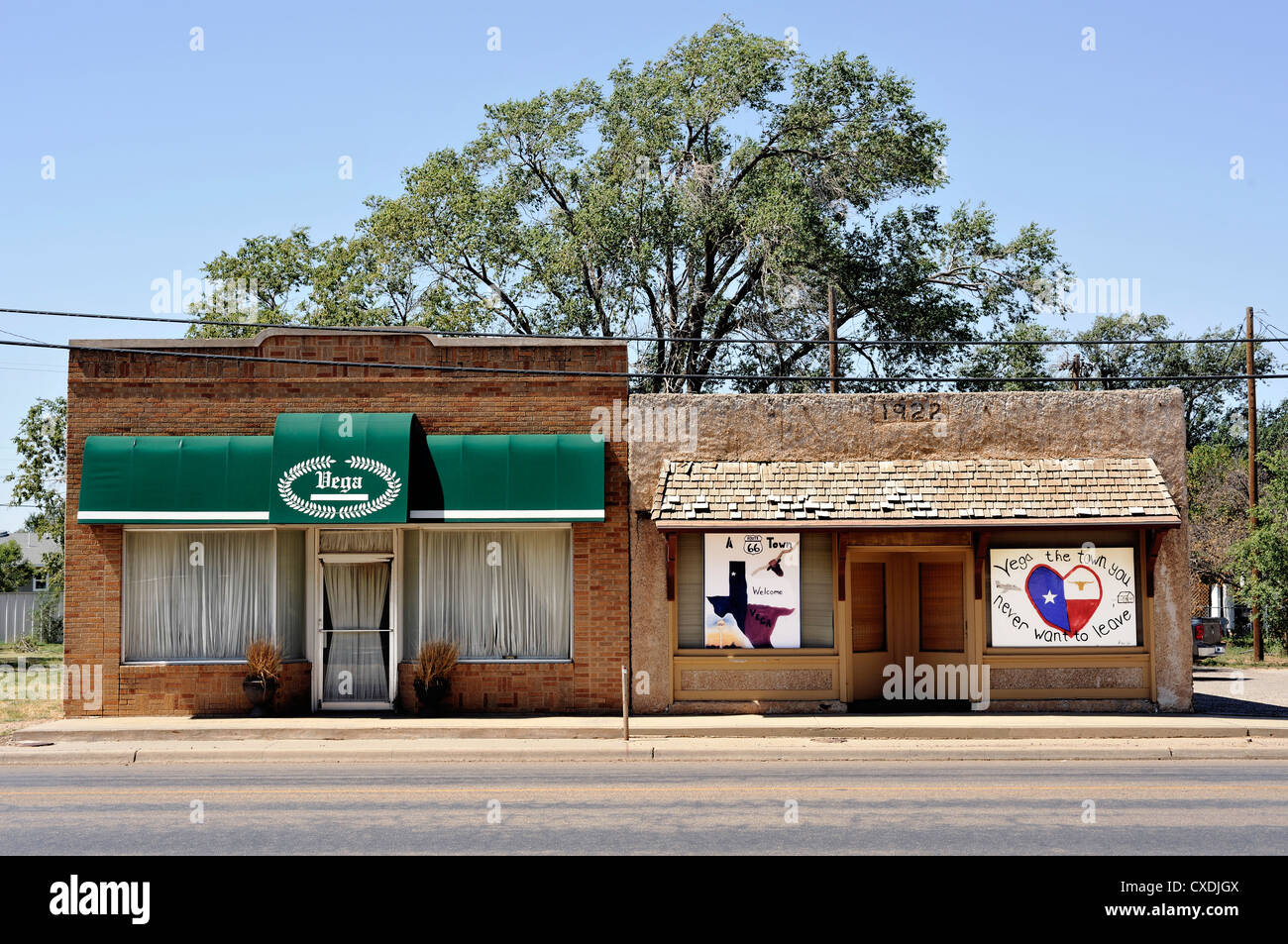 Vintage/Retro Shop/Store Fronten in Vega, Texas Stockfoto