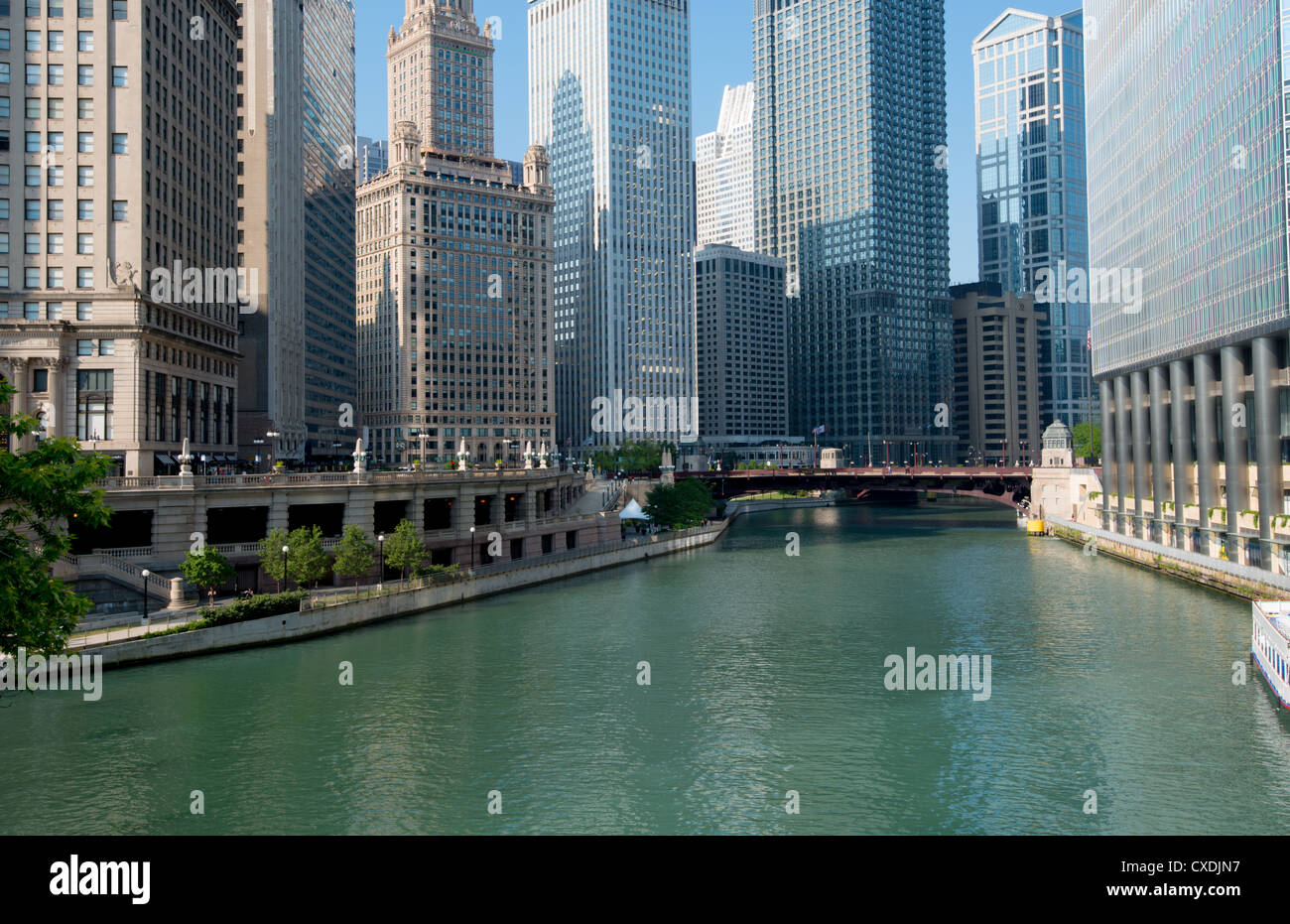 Den berühmten Chicago River in der Stadt Chicago Illinois Stockfoto