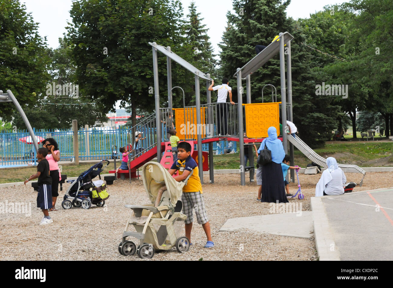 Jarry Park in Montreal ist sehr beliebt mit neuen Einwanderern wegen seiner einfachen Zugang und Standort, Quebec Kanada Stockfoto