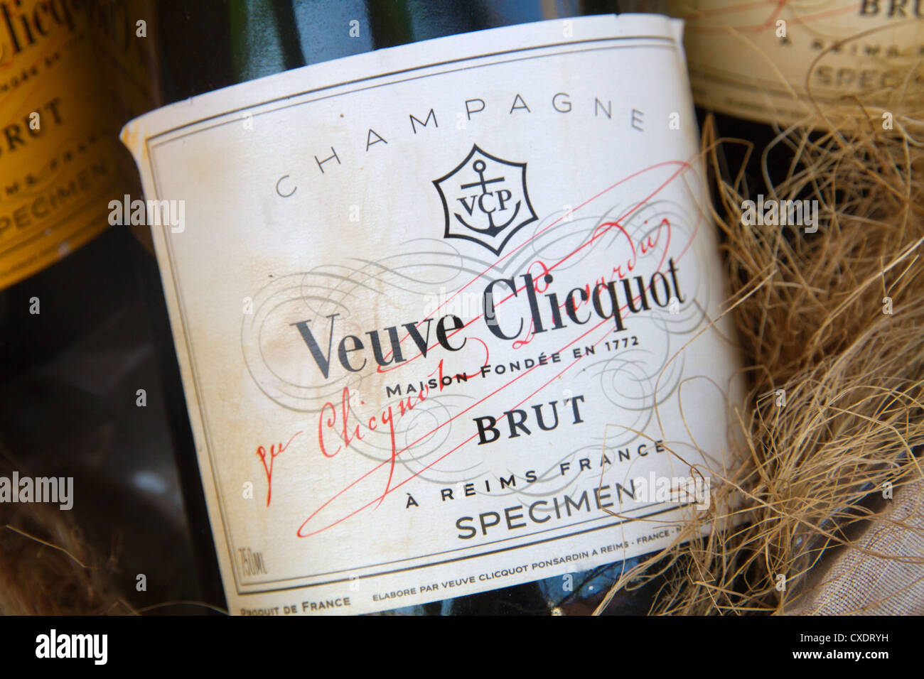 Veuve Clicquot Flasche mit Champagneretikett Stockfoto