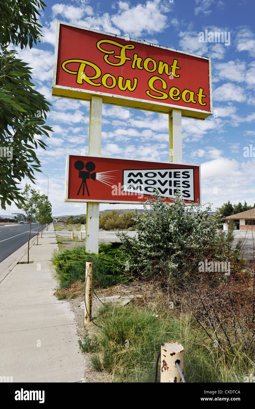 Front Row Seat Kinofilme/Zeichen, Route 66 USA Stockfoto