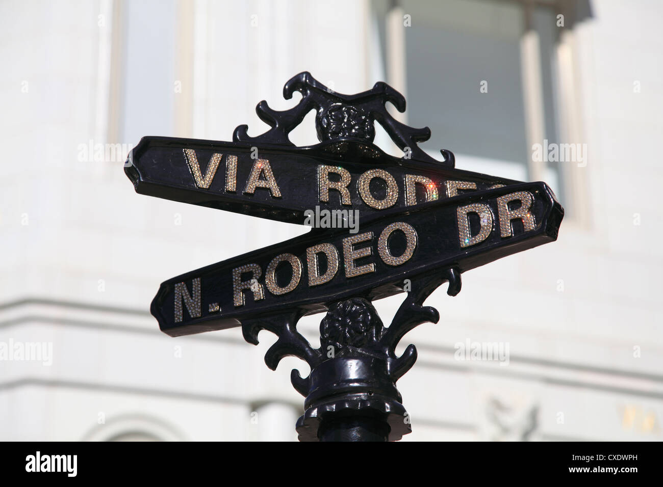Straßenschild, Rodeo Drive, Beverly Hills, Los Angeles, Kalifornien, USA Stockfoto