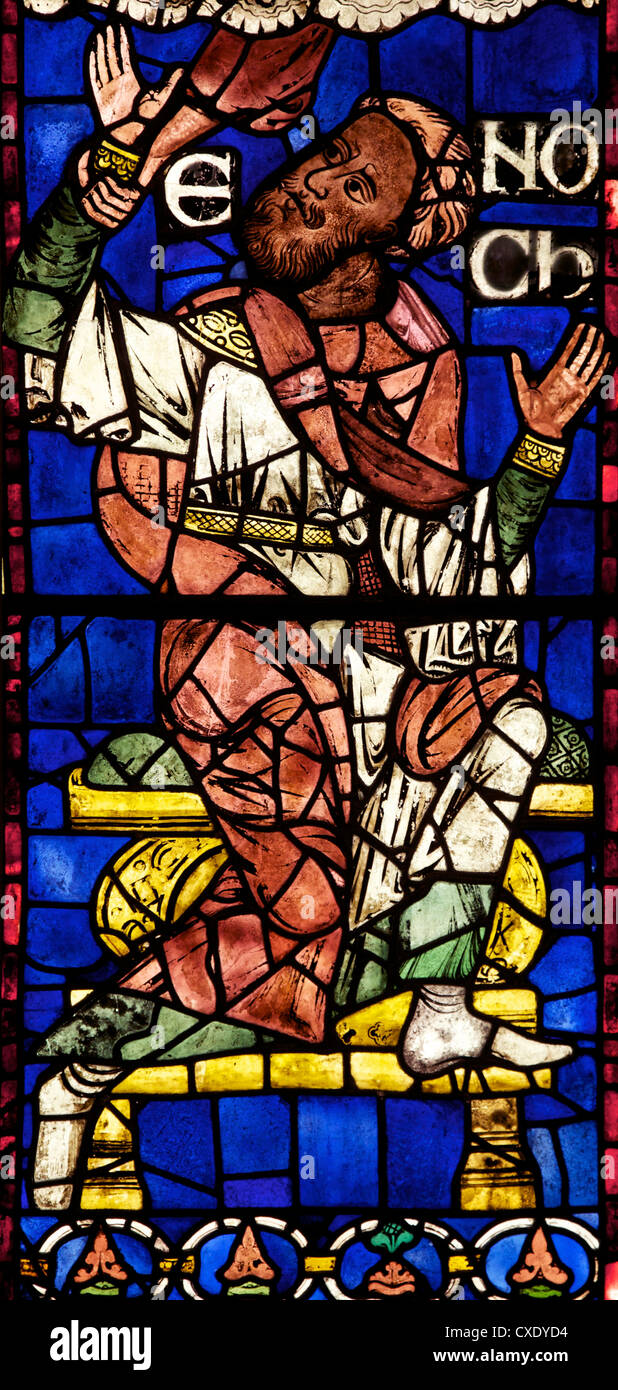 Mittelalterliche Glasmalereien von Enoch, Genealogie oder Vorfahren Christi, Süd-Fenster, die Kathedrale von Canterbury, Canterbury, Kent Stockfoto