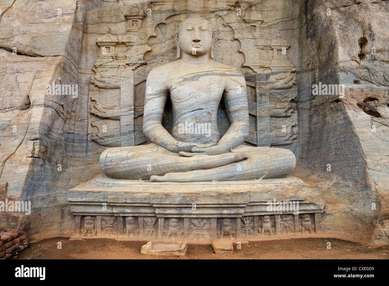 Buddha in Meditation, Gal Vihara Felsentempel, Polonnaruwa, Sri Lanka, Asien Stockfoto