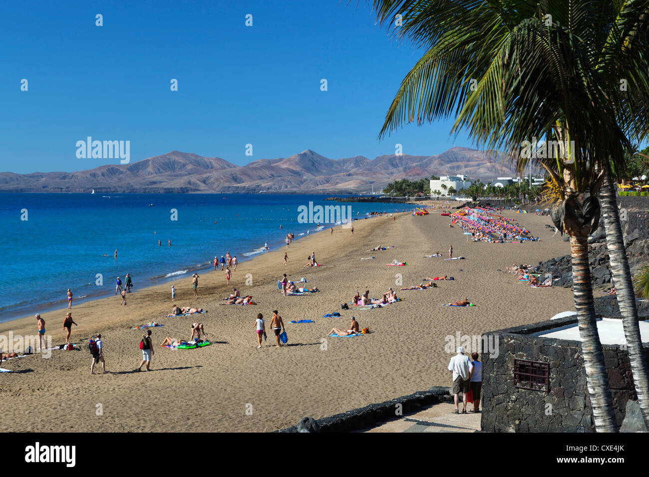 Playa Grande, Puerto del Carmen, Lanzarote, Kanarische Inseln, Spanien Stockfoto