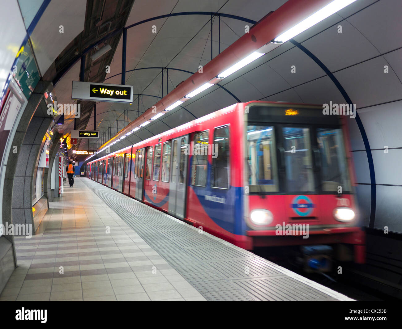 Unterirdische Zug-Station, London, England, UK Stockfoto