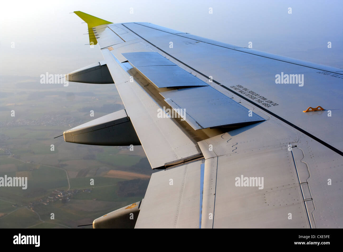 München, Blick aus dem Flugzeug bei der Landung Stockfoto