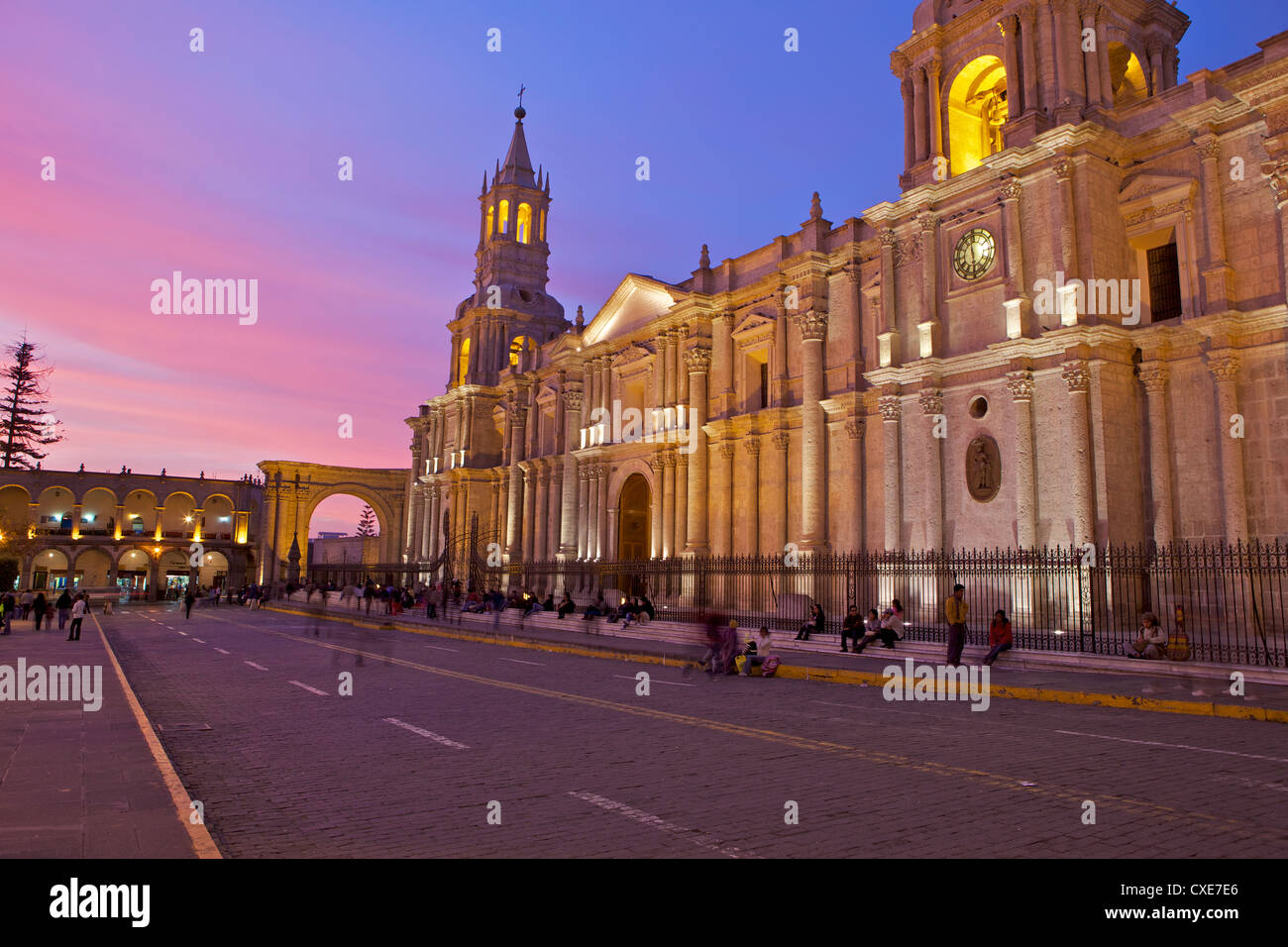 Arequipa Kathedrale, Plaza de Armas, Arequipa, Peru, Südamerika Stockfoto