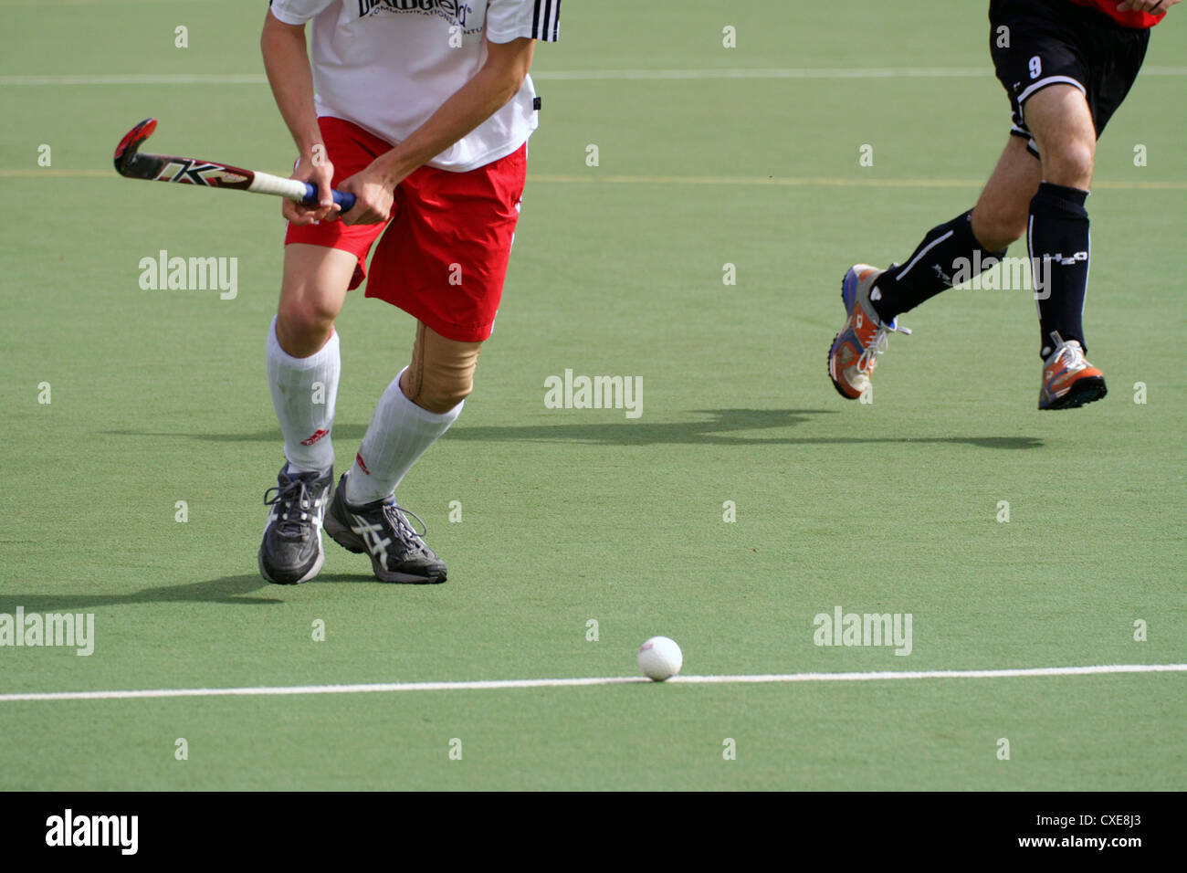 Rüsselsheim, Eishockey-Spieler am ball Stockfoto