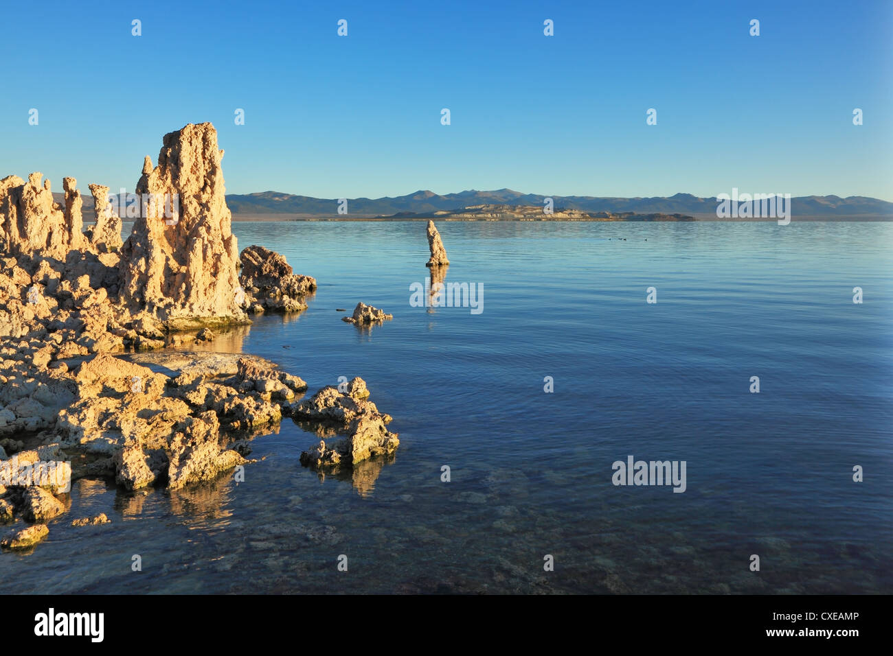 See-Stalagmiten aus dem Tuffstein Stockfoto