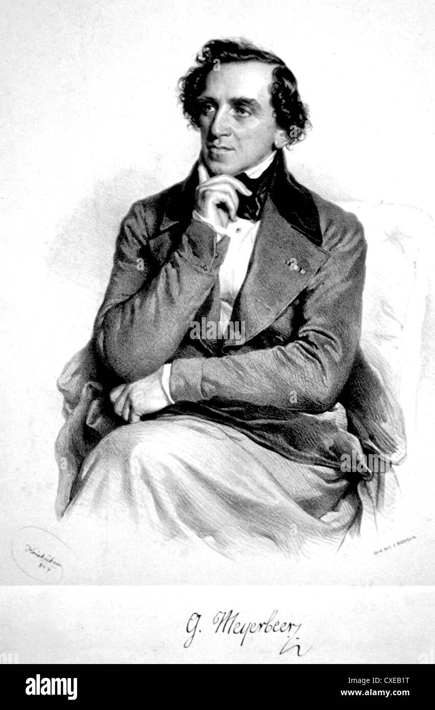 Deutschen Opernkomponisten GIACOMO MEYERBEER (1791-1864) in einem 1847-Lithographie Stockfoto