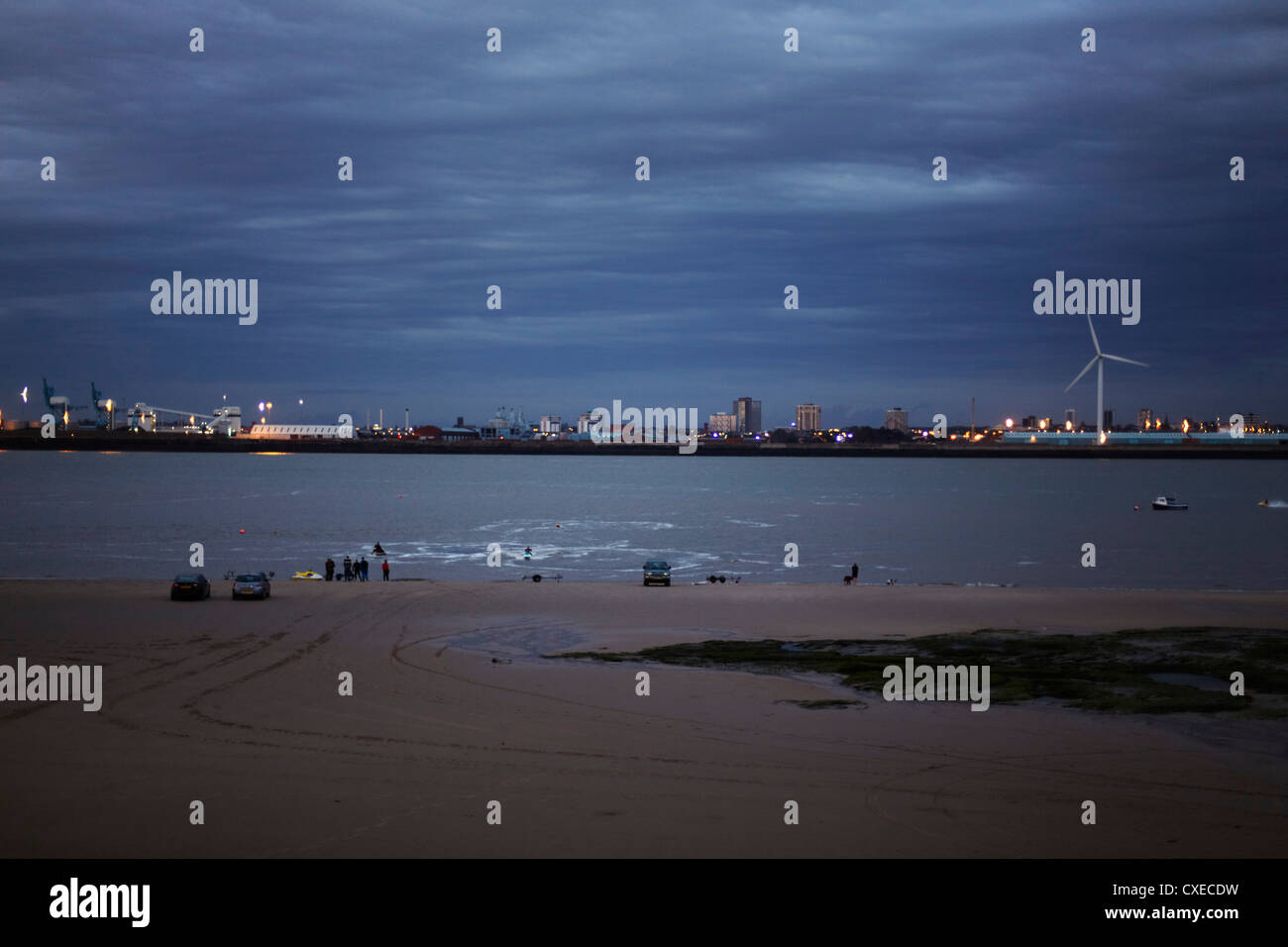 New Brighton beach am späten Abend Stockfoto