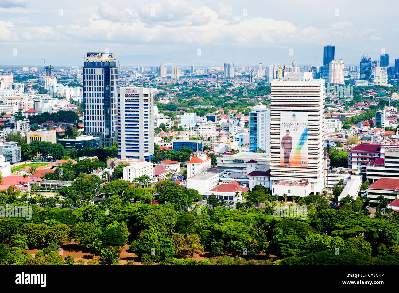 Skyline der Stadt, Jakarta, Java, Indonesien, Südostasien, Asien Stockfoto