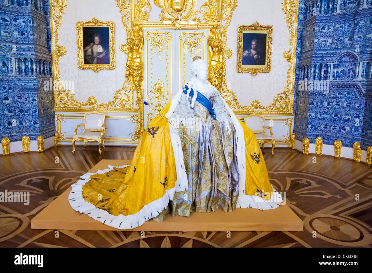 Katharinenpalast befindet sich die Rokoko Sommerresidenz der russischen Zaren in der Stadt von Tsarskoye Selo (Puschkin)-Russland Stockfoto