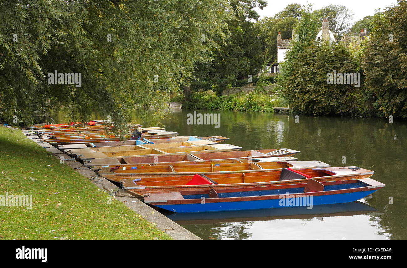 Stocherkähne am Fluss Cam Cambridge wartenden Kunden Stockfoto