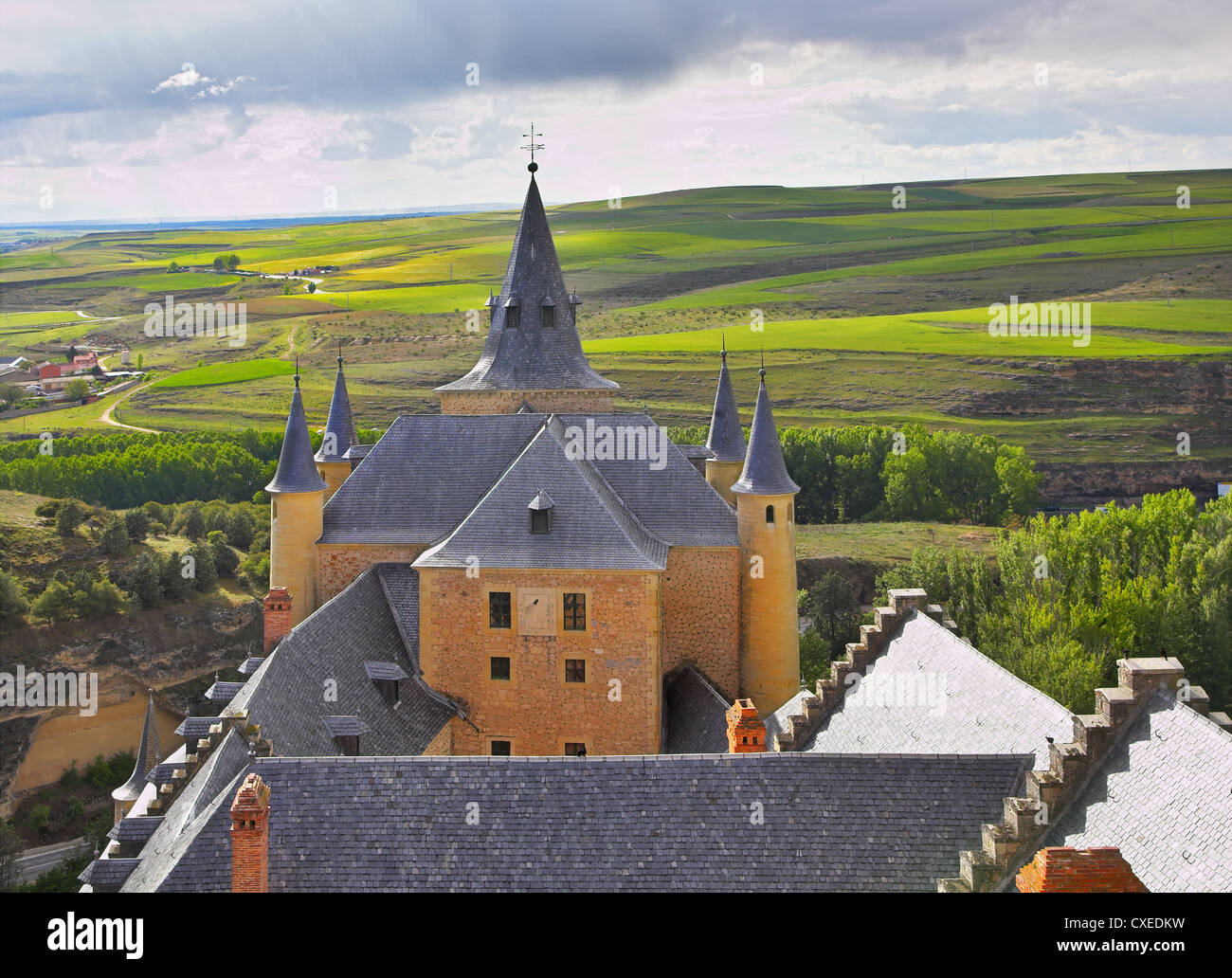 Mittelalterlichen Palast auf Vorort von Segovia Stockfoto