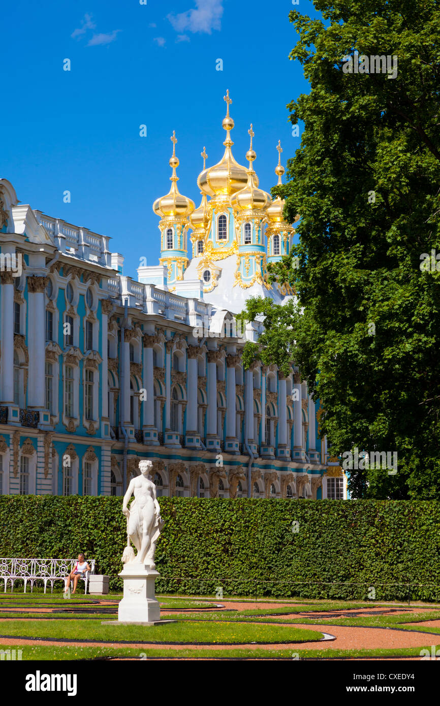 Katharinenpalast befindet sich die Rokoko Sommerresidenz der russischen Zaren in der Stadt von Tsarskoye Selo (Puschkin)-Russland Stockfoto