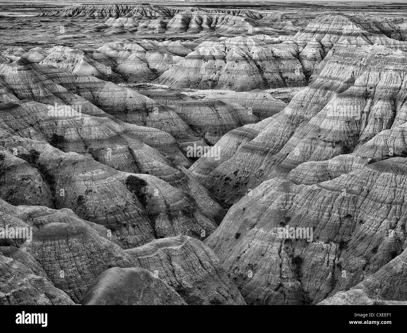 Bunte Formationen in Badlands Nationalpark, South Dakota Stockfoto
