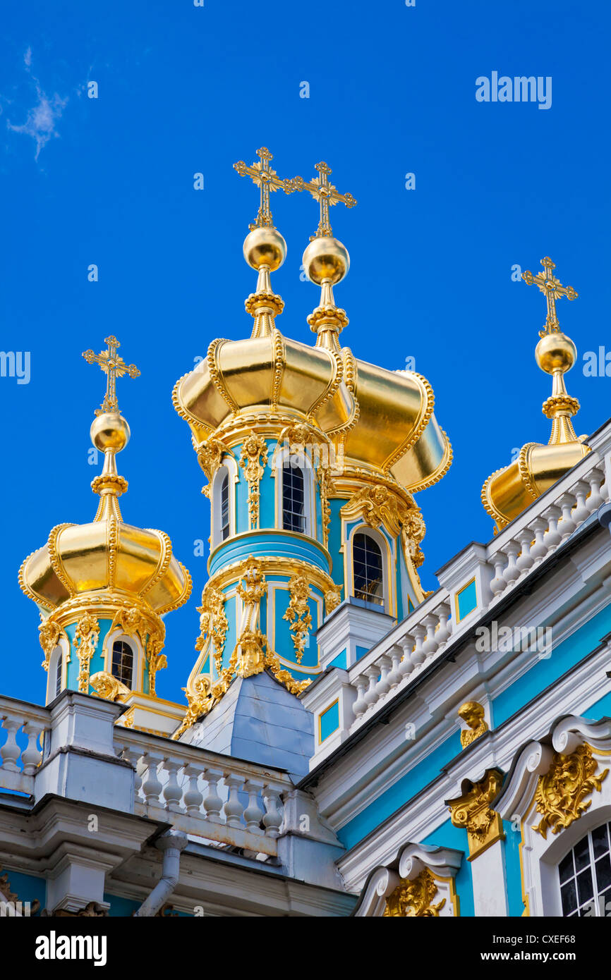 Katharinenpalast befindet sich die Rokoko Sommerresidenz der russischen Zaren in der Stadt von Tsarskoye Selo (Puschkin)-Russland Stockfoto