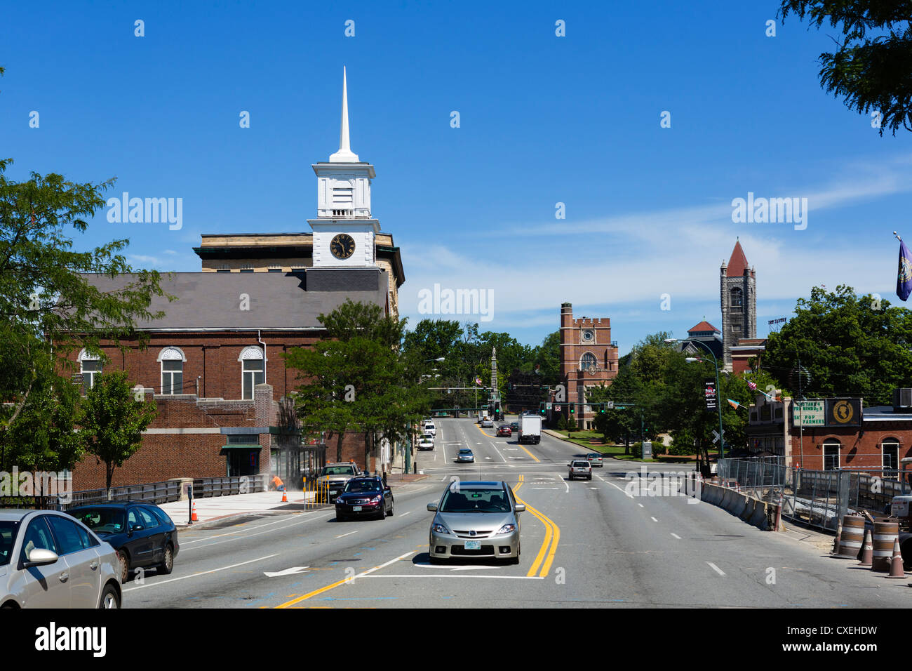 Main Street in der Innenstadt von Nashua, New Hampshire, USA Stockfoto