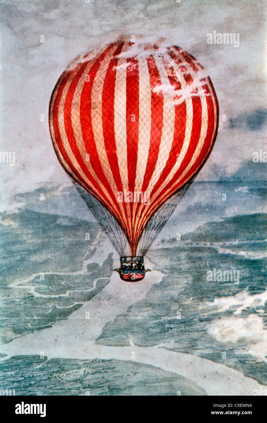 Charles Green Ballonfahrt aus London, das Herzogtum Nassau in Deutschland, November 7-8 1836, Abbildung Stockfoto