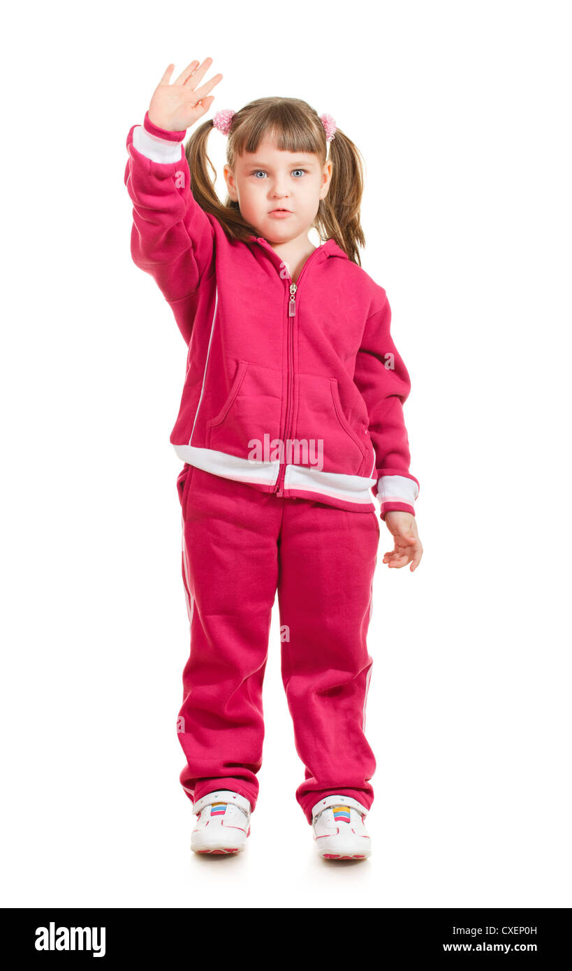 Niedliche kleine Mädchen winken Stockfoto