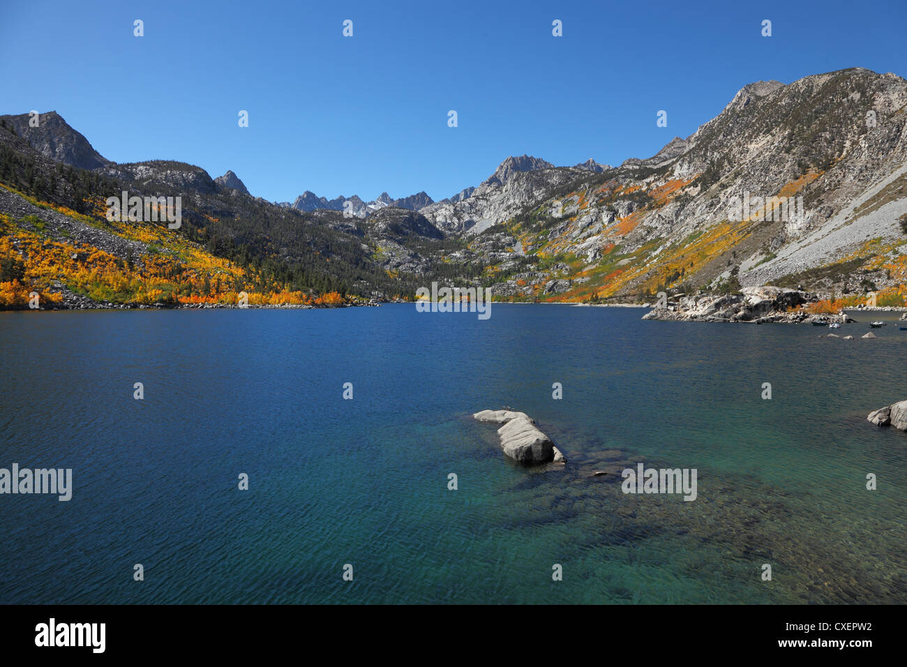 Bergsee Fischen Stockfoto