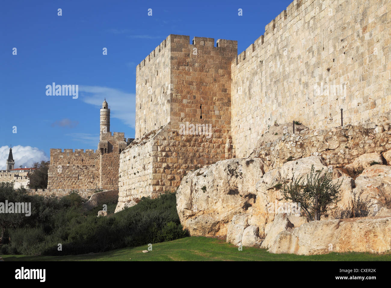 Mauern des alten Jerusalem Stockfoto