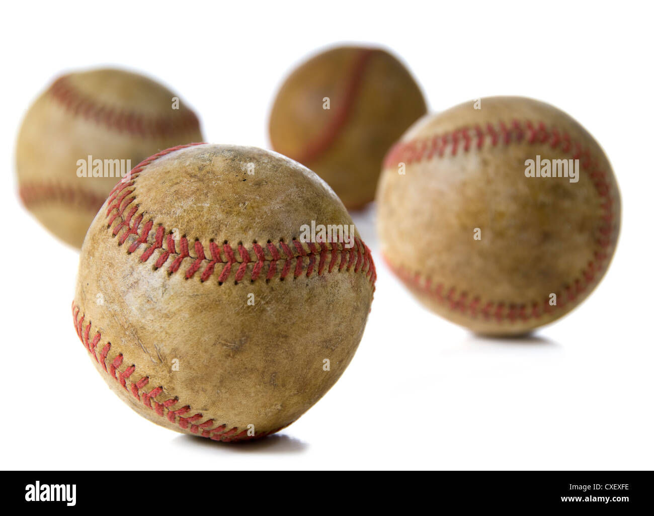 Vintage Baseballs auf weißem Hintergrund Stockfoto