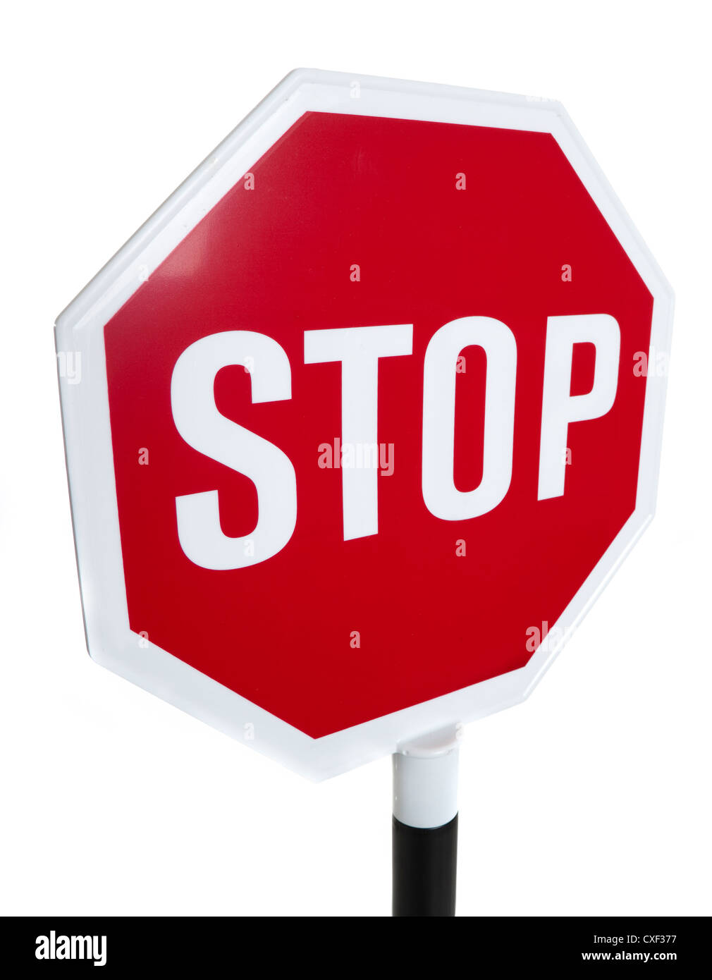 Stop-Schild auf einem weißen Hintergrund Stockfoto
