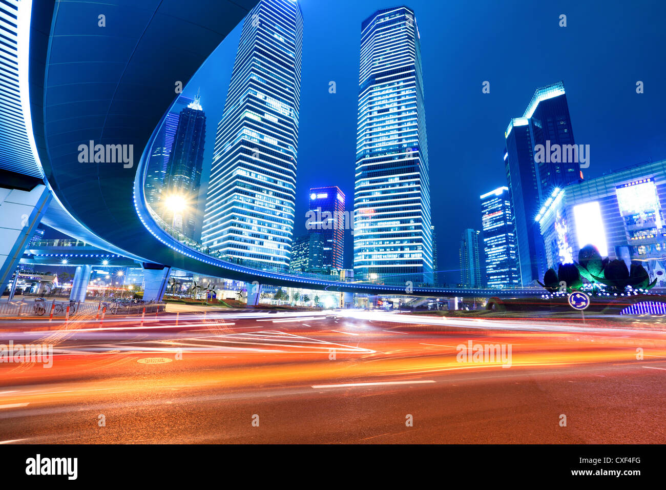 Innenstadt von Shanghai, in der Nacht Stockfoto