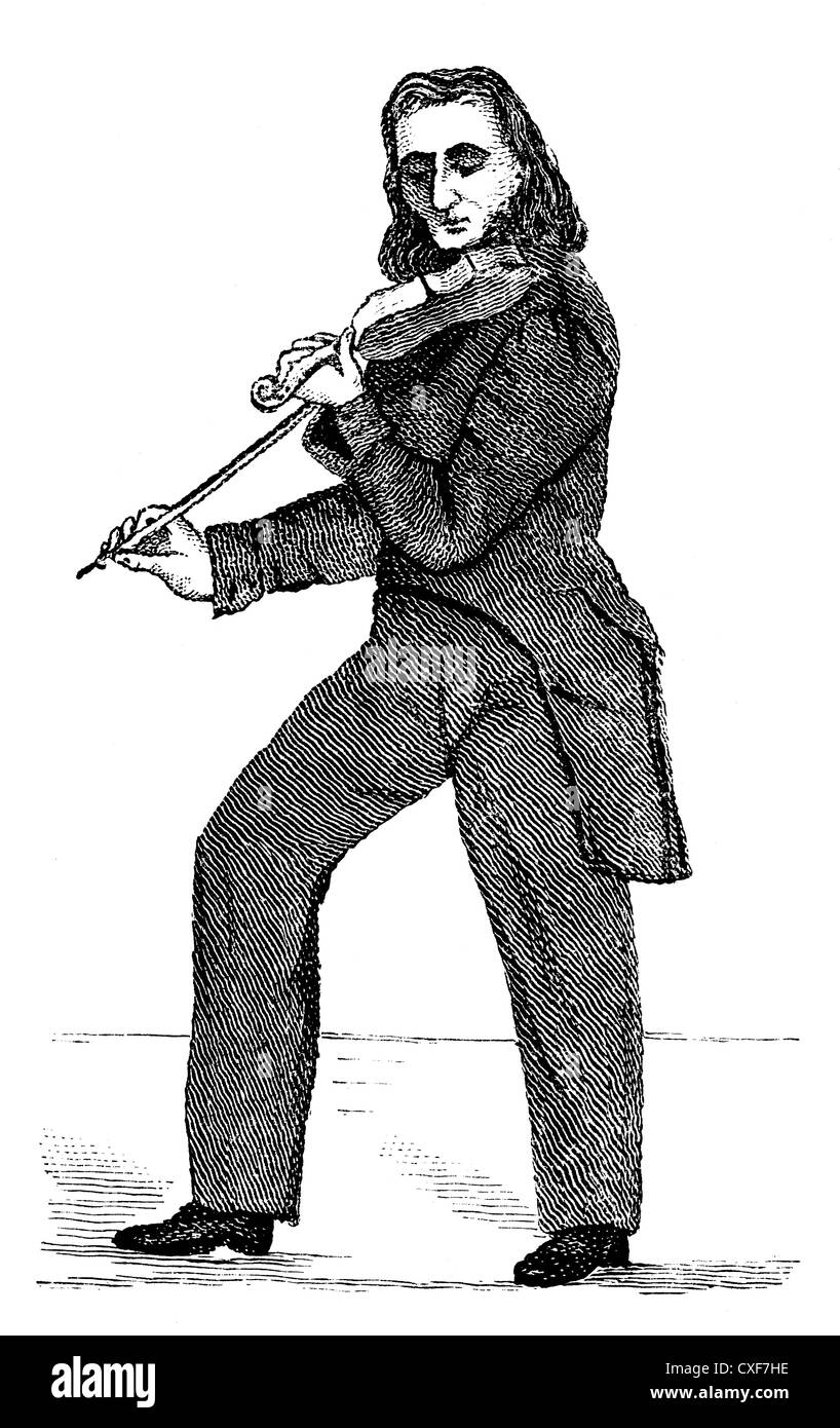 Nicolò oder Niccolò Paganini 1782-1840, italienischer Violinist, Gitarrist und Komponist Stockfoto