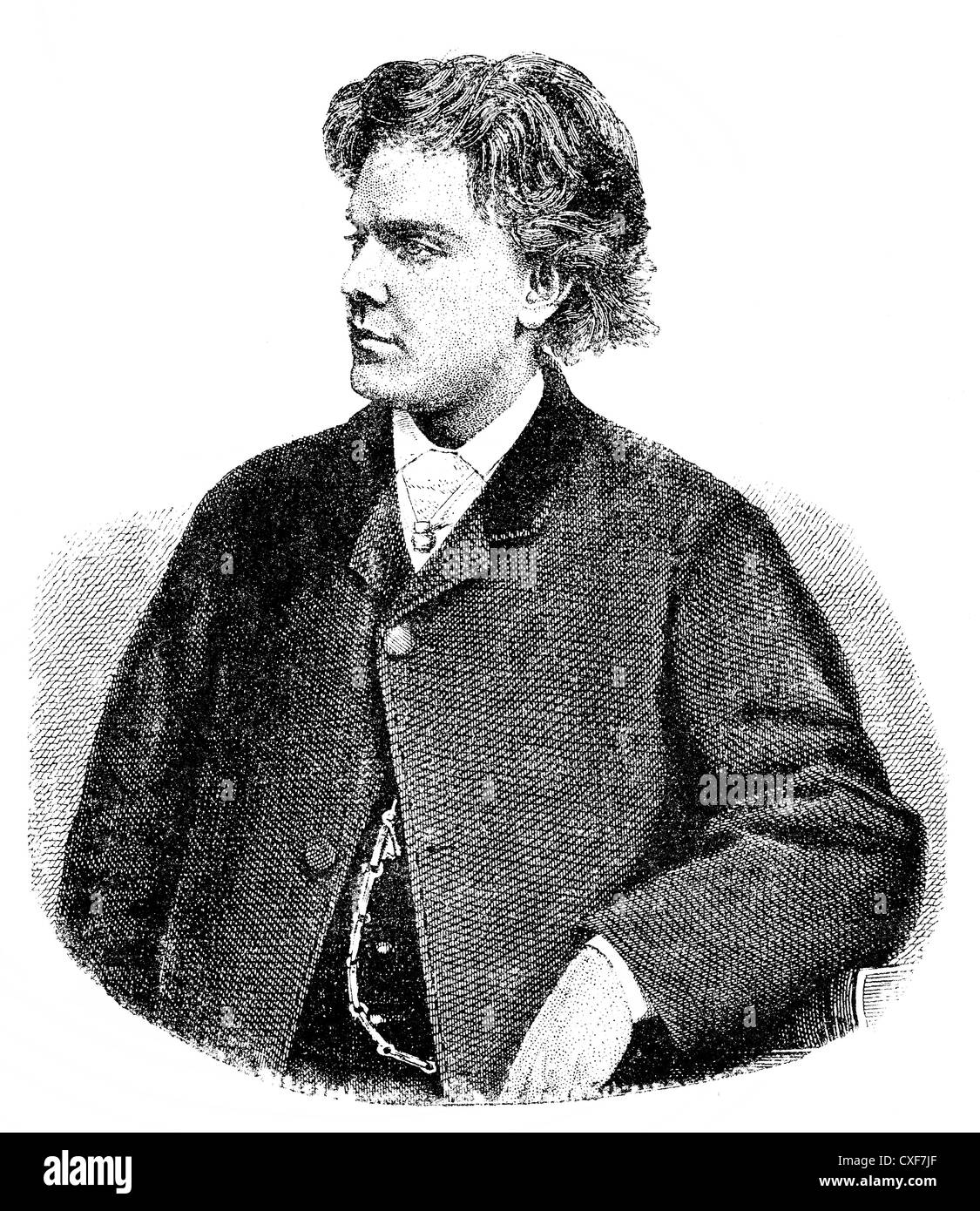 August Wilhelmi, 1845-1908, deutscher Violinist, Stockfoto