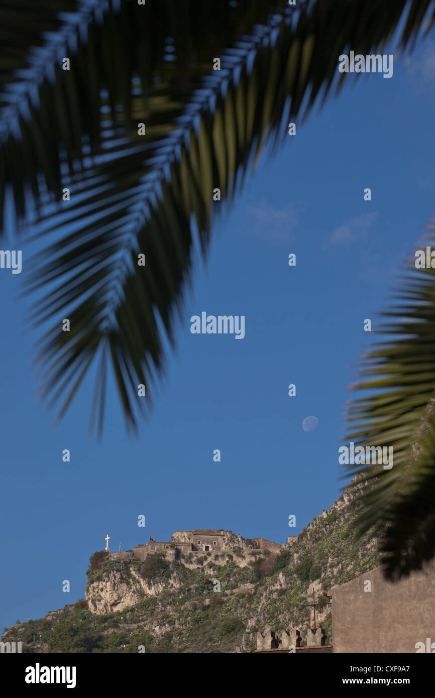 Ansicht von Castelmola, Taormina, Sizilien, Italien Stockfoto