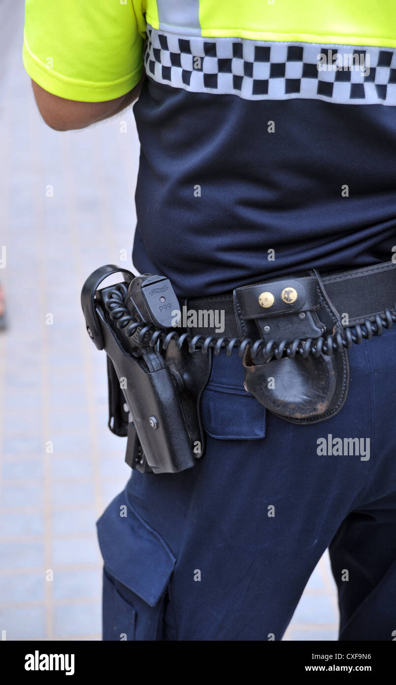 Bewaffnete Polizisten in Barcelona Spanien Stockfoto