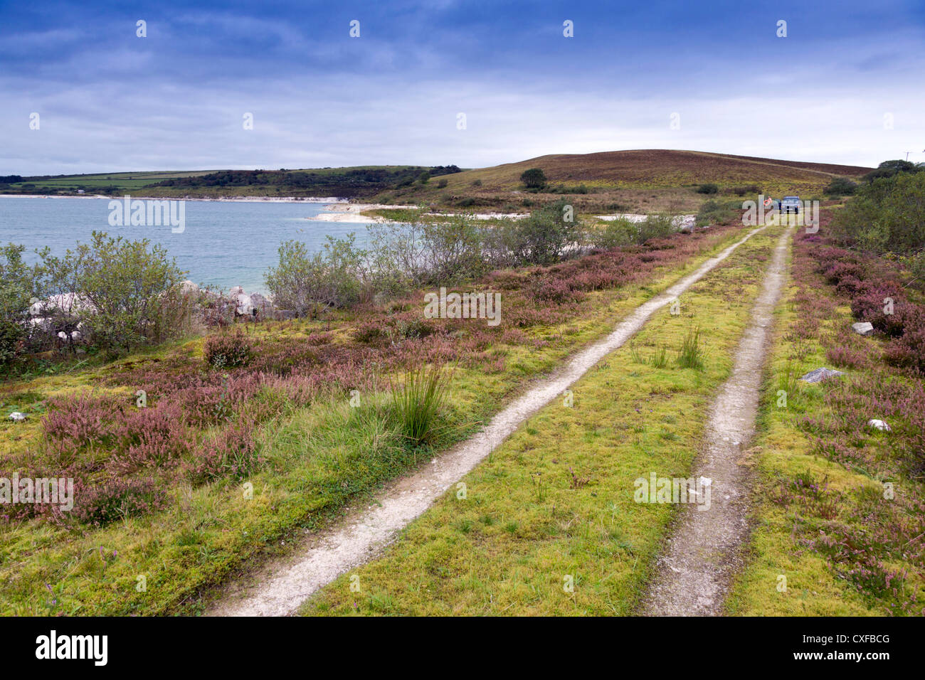 Park-See; ehemalige Porzellanerde Funktionsweise Rückgewinnung; verfolgen; Cornwall; UK Stockfoto