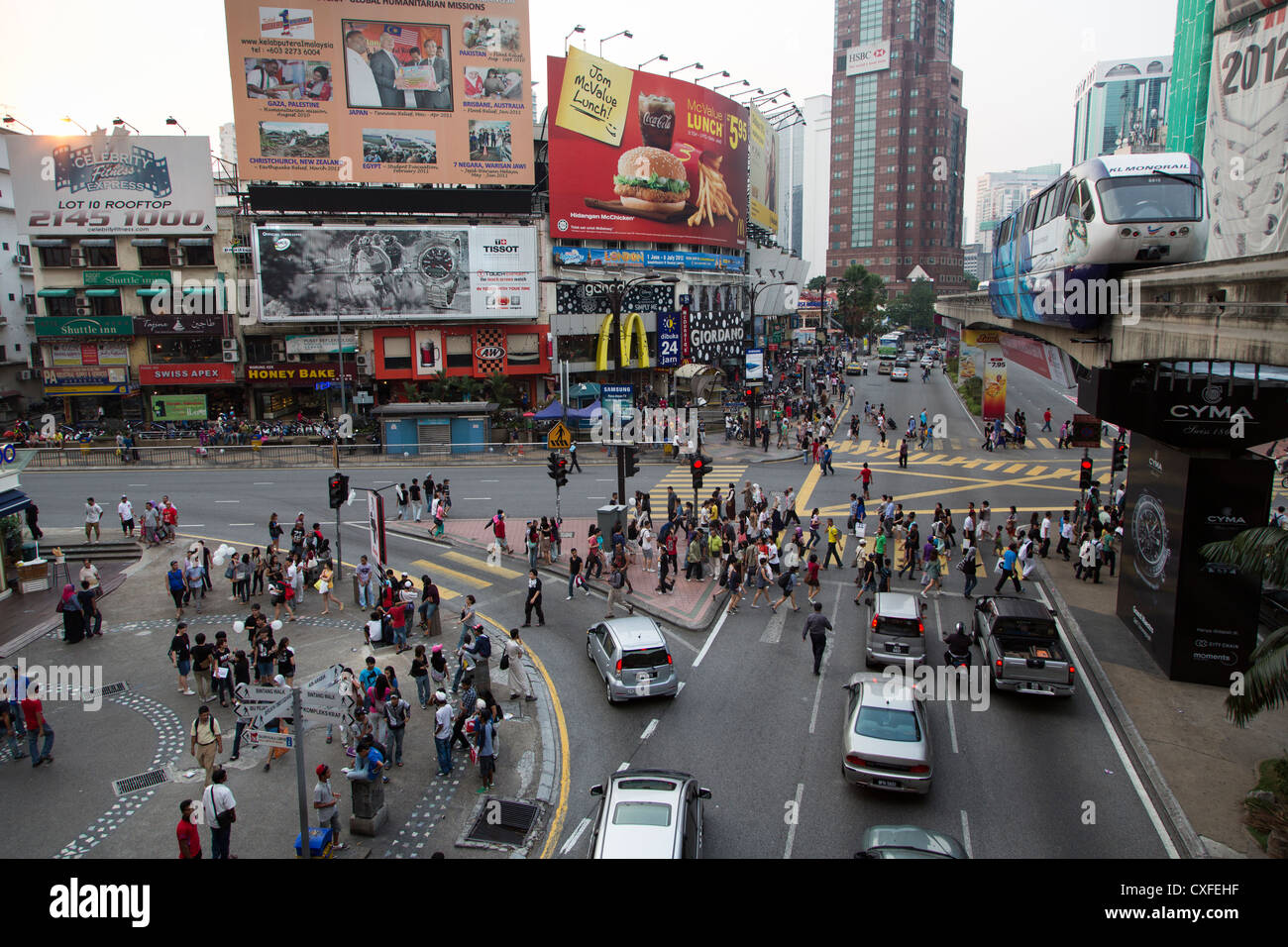 Bukit Bintang in das Stadtzentrum von Kuala Lumpur, der Hauptstadt von Malaysia Stockfoto
