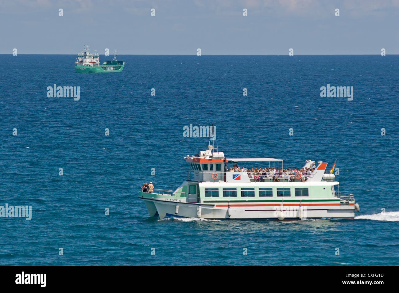 Sightseeing-Bootsfahrt Cantabria Santander Spanien Barco Turistico de Paseo de Santander Kantabrien España Stockfoto