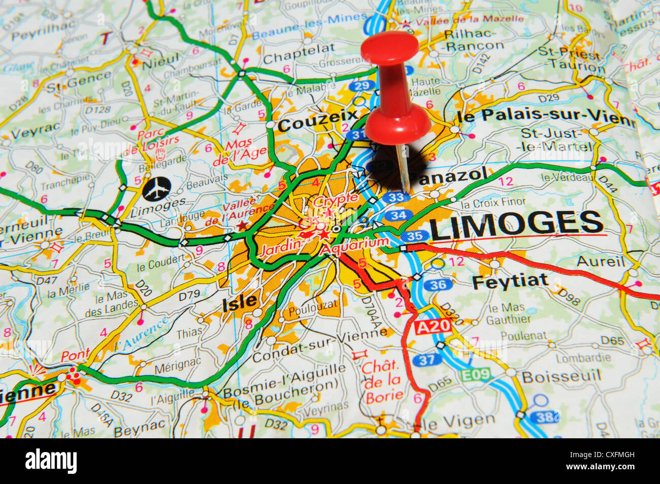 Limoges (Frankreich) auf Karte Stockfotografie Alamy