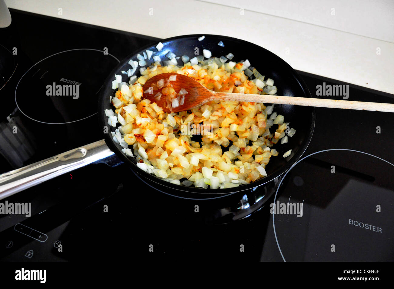 Gebratene Zwiebel, kulinarisch, Hausmannskost Stockfoto