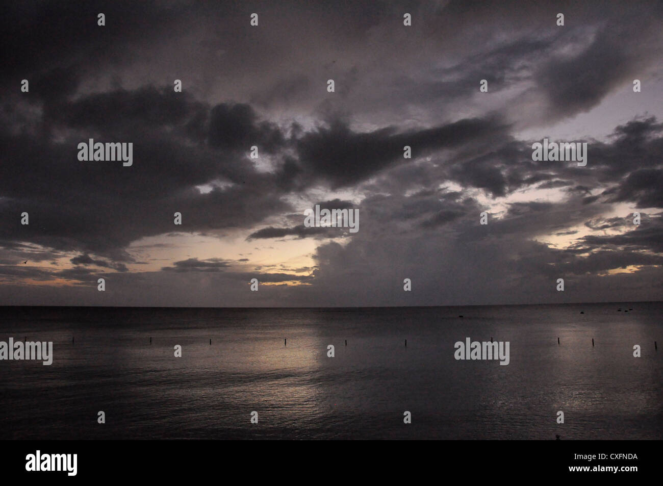 Barbados, Nacht, Meer, Sonne einstellen, Stimmung, drama Stockfoto