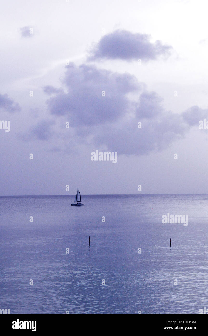 Tropische Seenlandschaft Barbados, getönten Mono Farbe Wassereffekt Stockfoto