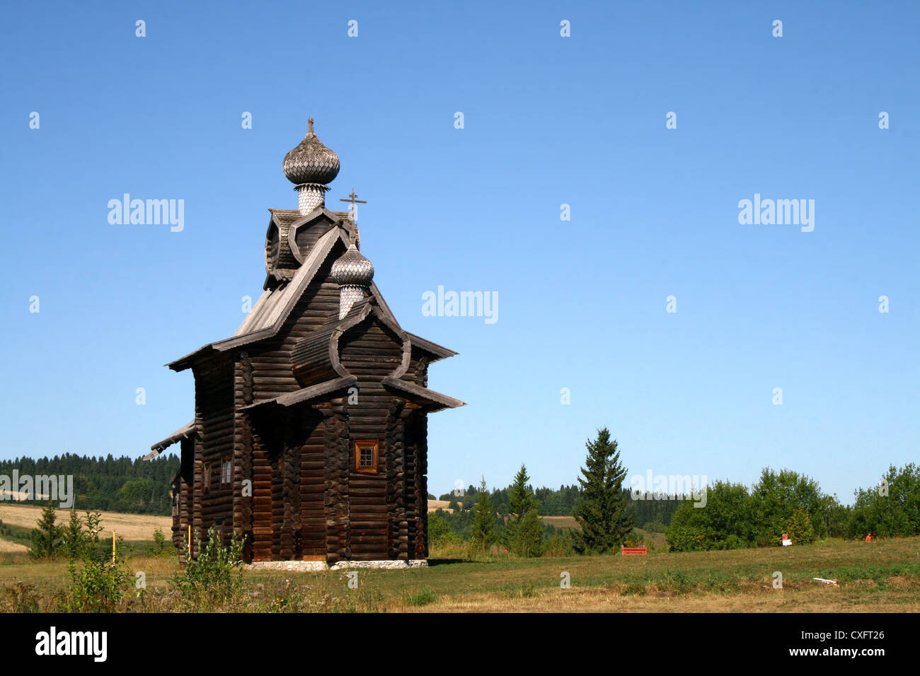 Kirche der Verklärung im Architekturmuseum Khokhlovka, Russland Stockfoto