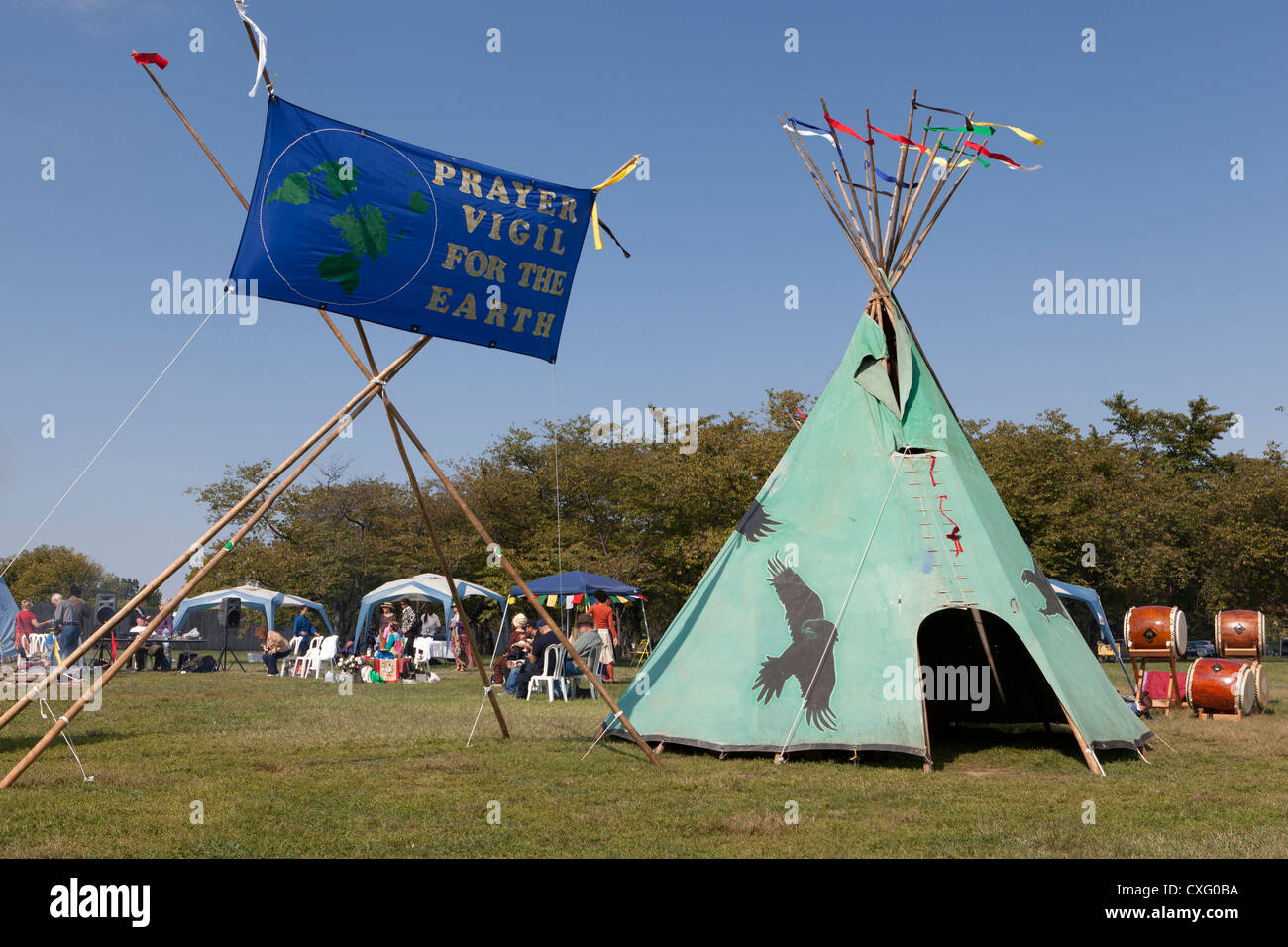 Ein Tipi-Zelt am Gebetswache für die Erde - Washington, DC Stockfoto