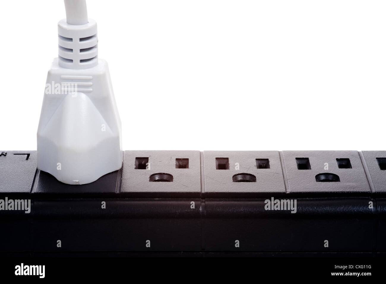Weiß schwarz Powerstrip einstecken Stockfoto